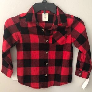 Toddler red plaid button down shirt